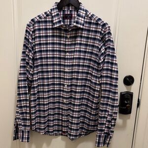 UNTUCKit Men's Navy and Red Plaid Shirt Size Large Slim Fit